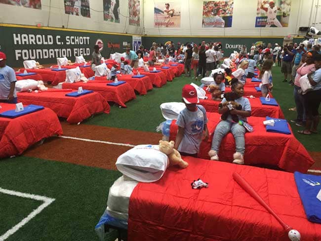 50 children from families in need received a bed from Morris Furniture Company at the inaugural “Day to Dream” hosted by the Cincinnati Reds at the P&amp;G Cincinnati MLB Youth Academy in Roselawn on August 19, 2017.