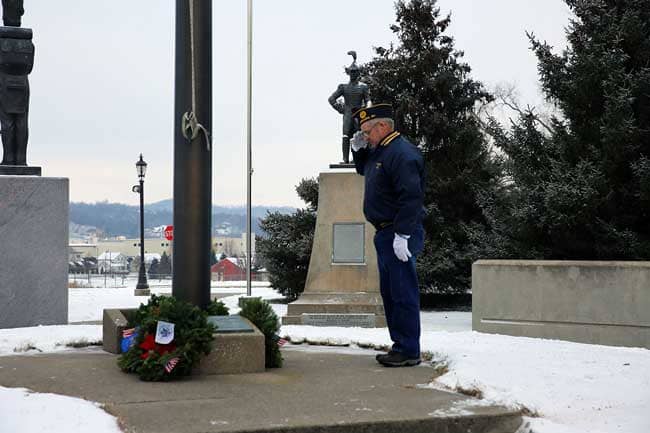 During the ceremony, veterans (including, members of Arcadia’s American Legion Post 17 and members from the first of the 128 infantry), community members and Ashley volunteers laid wreaths at each of the war memorials along Soldiers Walk. 