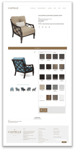CASTELLE&#39;s new tool offers the ability to customize any collection piece within the entire handcrafted outdoor furnishings brand with thousands of options in a virtual and printed format.
