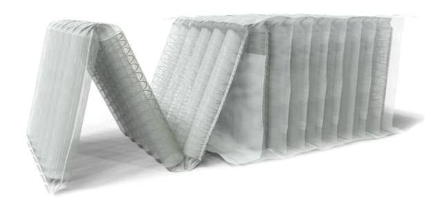 Flexecore uses fine gauge wire and sonically welded fabric in a concertina construction pattern.