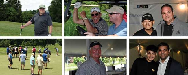 Images above include Roy Hester - Planned Furniture Promotions, John Garg - Jennifer Furniture, Jordan Greenberg - Apropos, Tony Bellarosa - GMFA Executive Director and Chris Clarizio presenting a $5,000 &quot;Hero&quot; grant donated by Ken Luthy of Suburban Furniture at the GMFA golf outing.