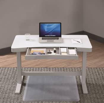 Pictured above is the Ashford Desk paired with an anti-fatigue WellnessMat.