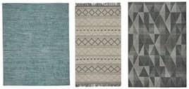 Pictured from left to right: Cambria, Dara, and Greyson rugs to be presented at Summer Markets.