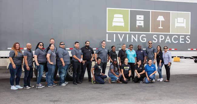 wenty volunteers from various Living Spaces stores and their corporate office unloaded a delivery of over 200 mattresses for the veterans that AMVETS serves. 