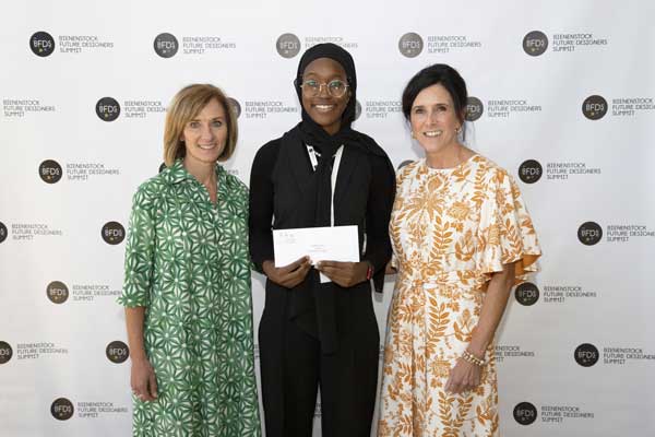 2022 Bienenstock Future Designers Summit Scholarship winner M&#39;Ballou Traore with Christi Spangle (L) and Karla Jones (R)