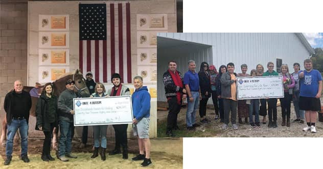 Pictured above from left to Right:  Stockhands Horses for Healing and Learning 4 Life Farm received their checks from the Krinsky family. 