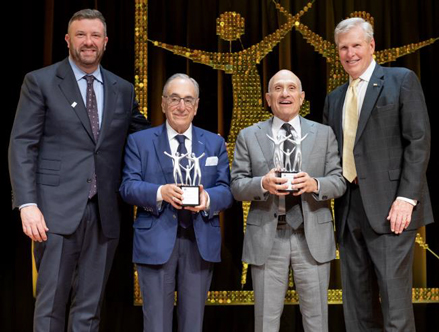Pictured left to right are Darvin Furniture &amp; Mattress President Will Harris, City of Hope Spirit of Life recipients Steve and Marty Darvin, and Spirit of Life Dinner Chair Kevin O&#39;Connor.