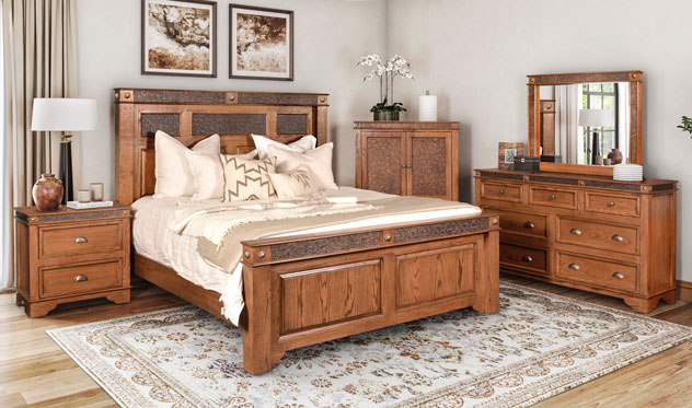 The new Silverado Collection, made with American Oak and tooled leather inlays.